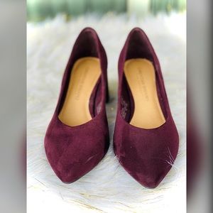 Purple Shoes chunky heels Christian Siriano